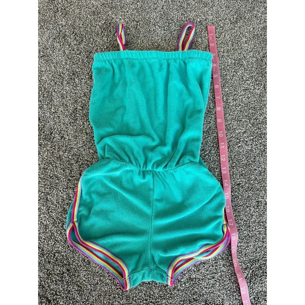GAP Kids Terry Cloth Romper 5 Years Aqua Rainbow Trim Cover-Up